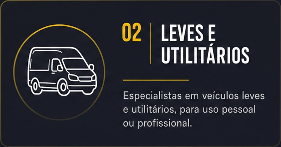 Especialistas em veículos leves e utilitários, para uso pessoal ou profissional